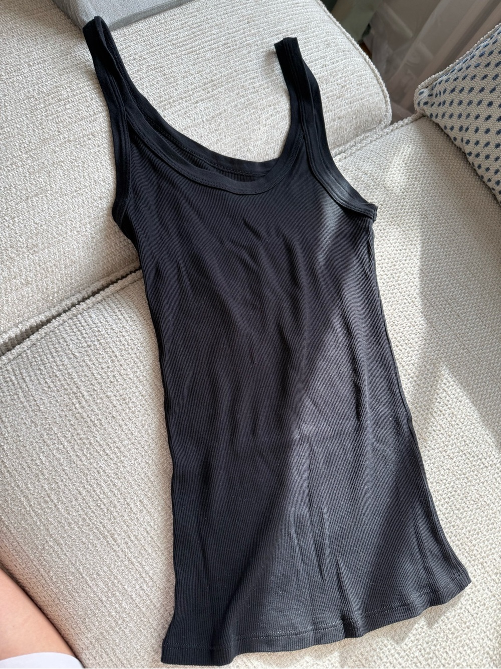 intimissimi Black Ribbed Scoop Tank Top